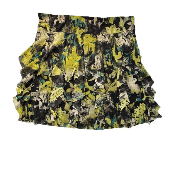 Relativity Size Medium Multi-color Floral Ruffled Lined Mesh Skirt Knee Length - Picture 2 of 7